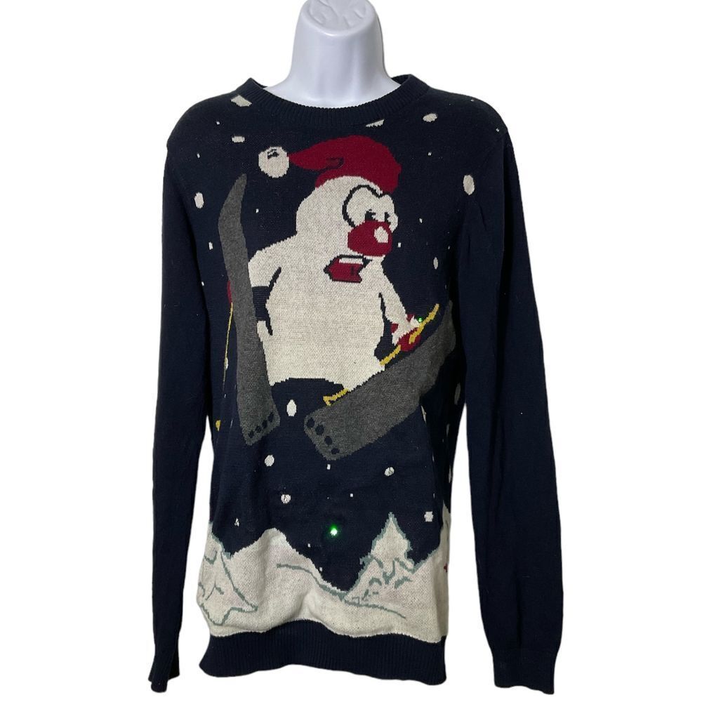 Holiday Sweater Womens Small Holiday Ugly Christmas Sweater Light Up Snowman